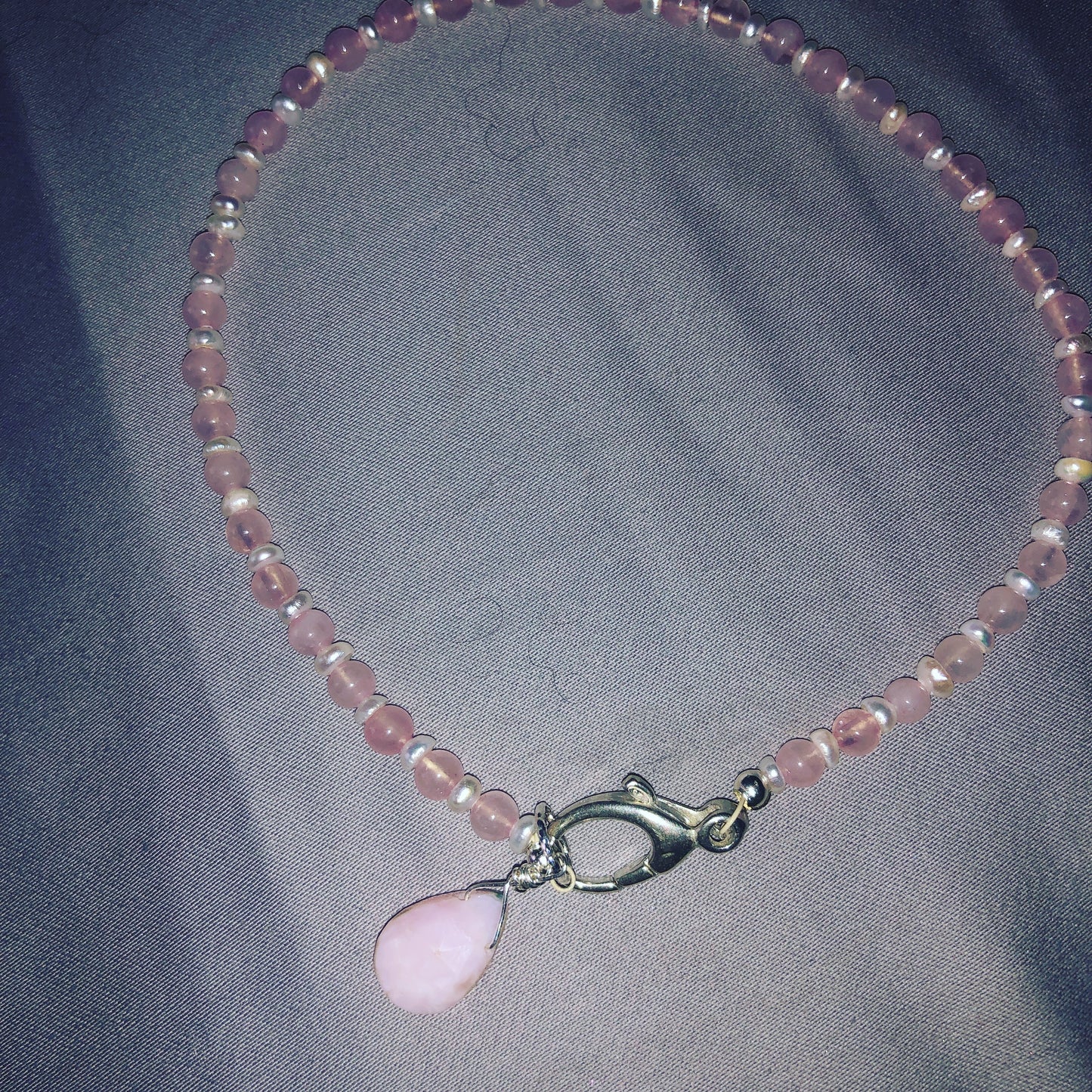 Rose Quartz and Pearl Anklet