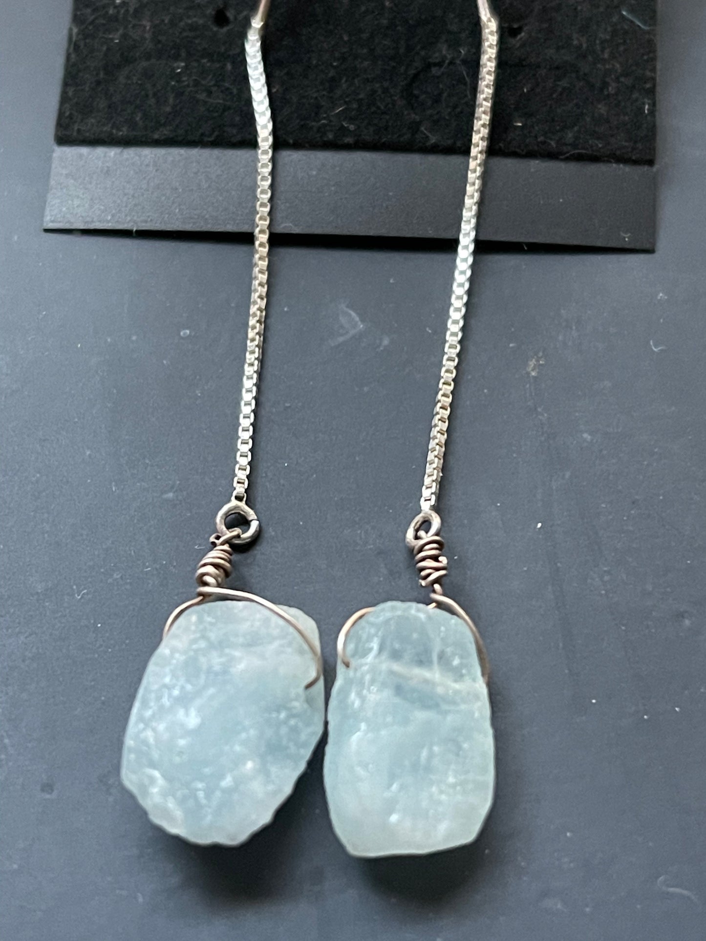 Aquamarine Threader Earrings