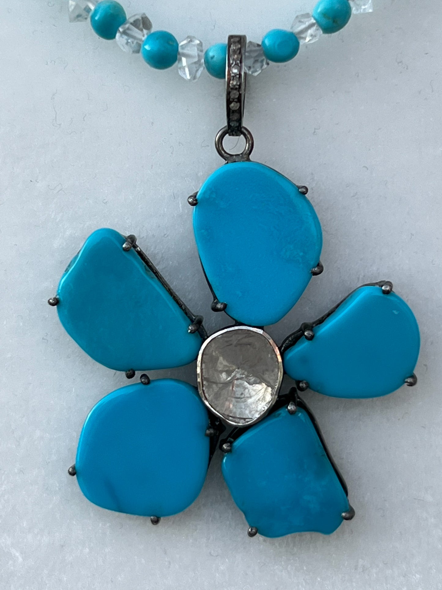 Sleeping Beauty Turquoise and Diamond Necklace