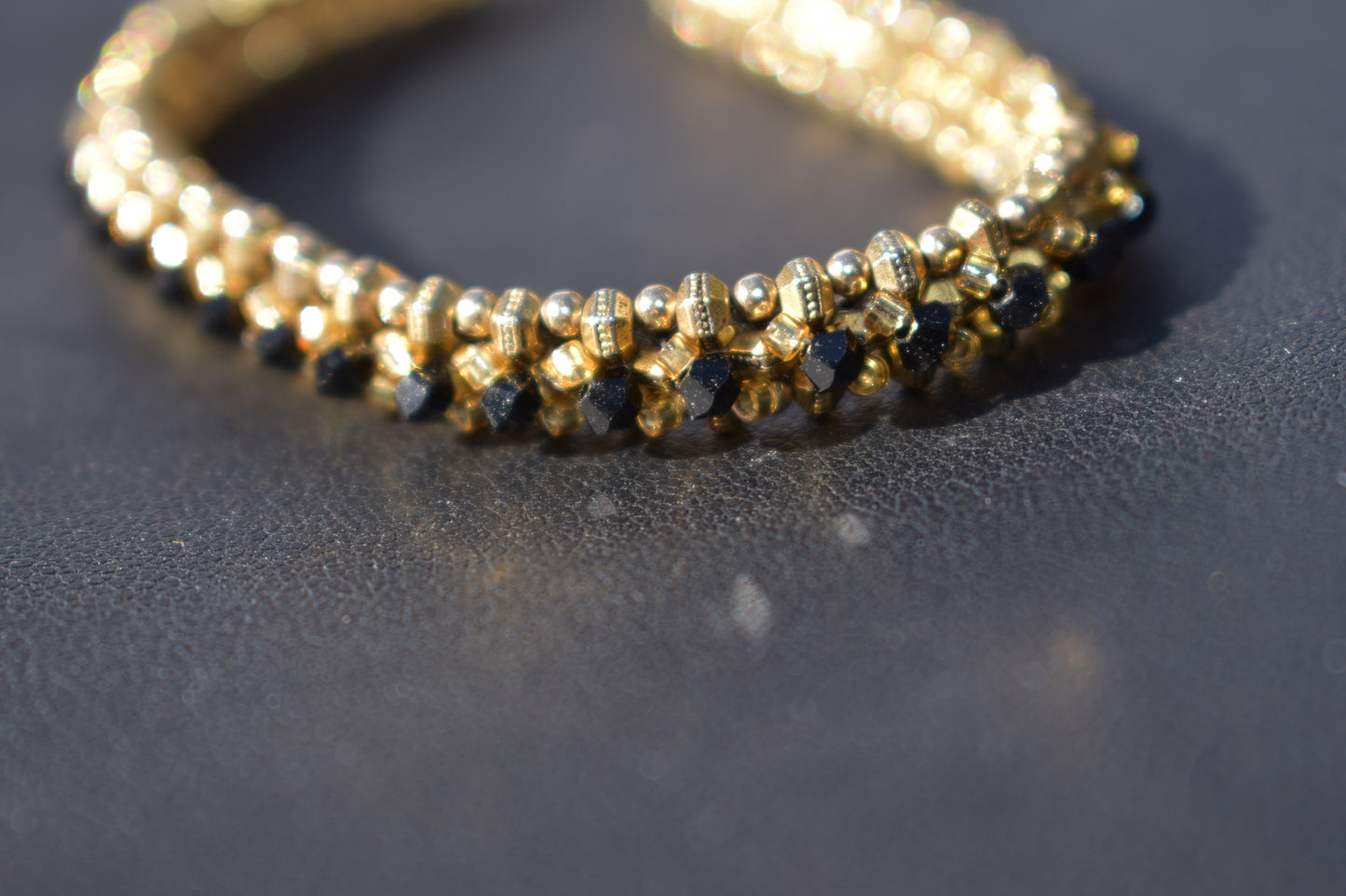 Gold and Black Tennis Bracelet