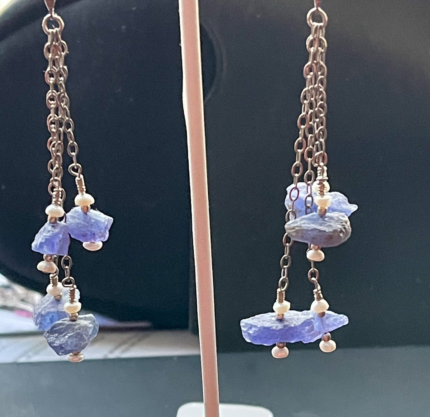 Tanzanite and Pearl Earrings