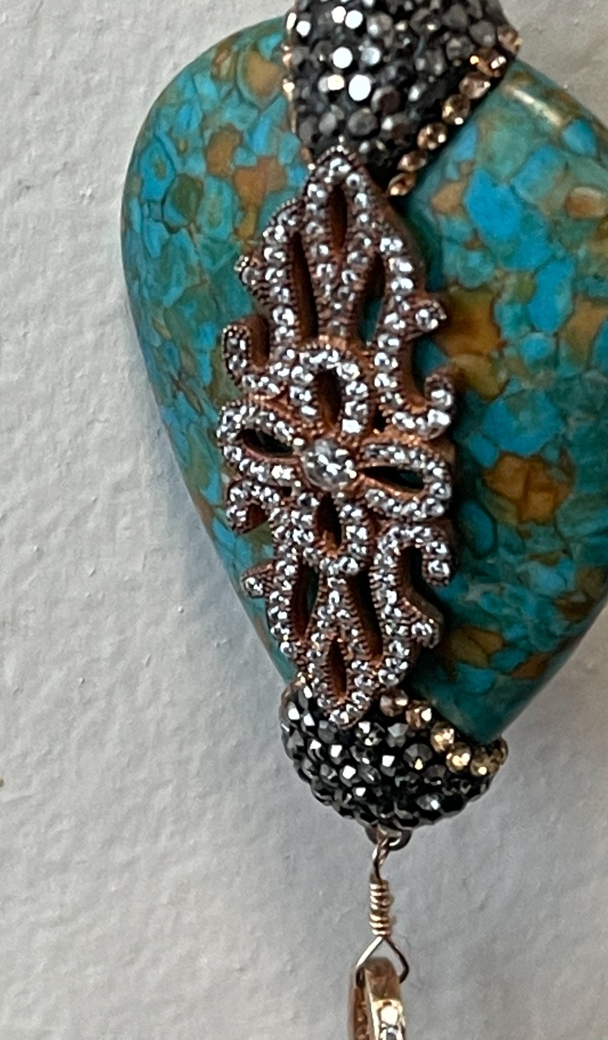 Turquoise, Black Spinel and Tassel Necklace