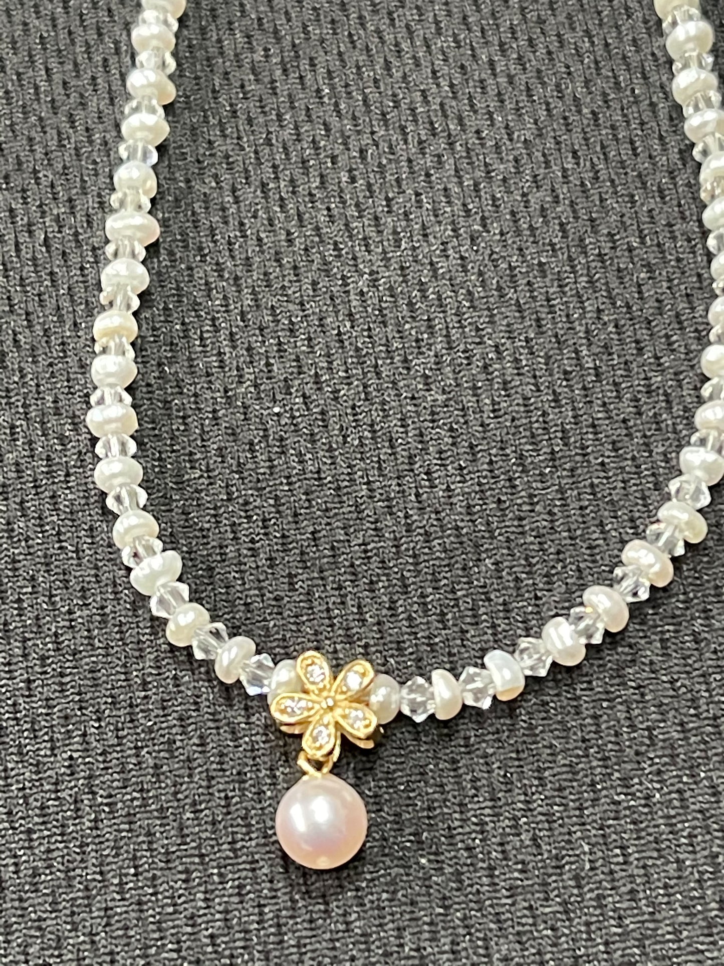 Pearl Swarovski Crystal and Cubic Zirconia necklace
