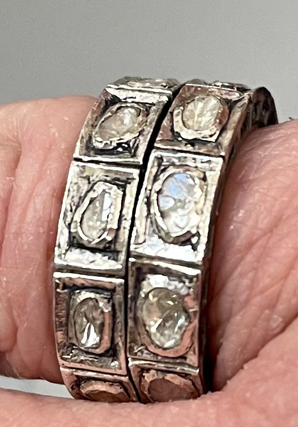 Rose Cut Diamond and Sterling Silver Eternity Bands