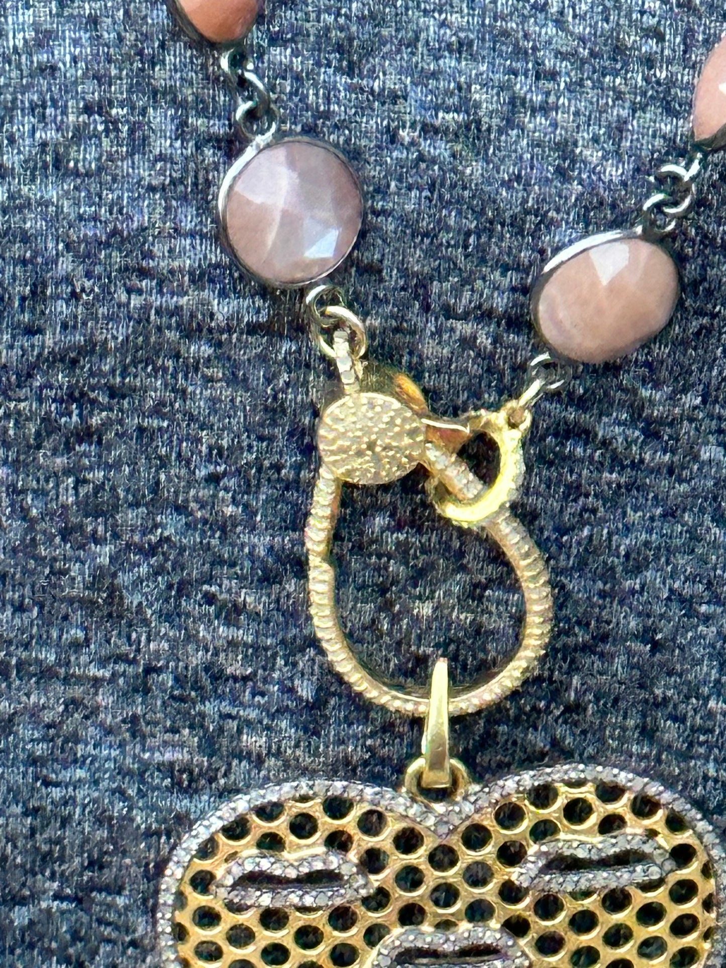 Moonstone and Diamond Heart Necklace