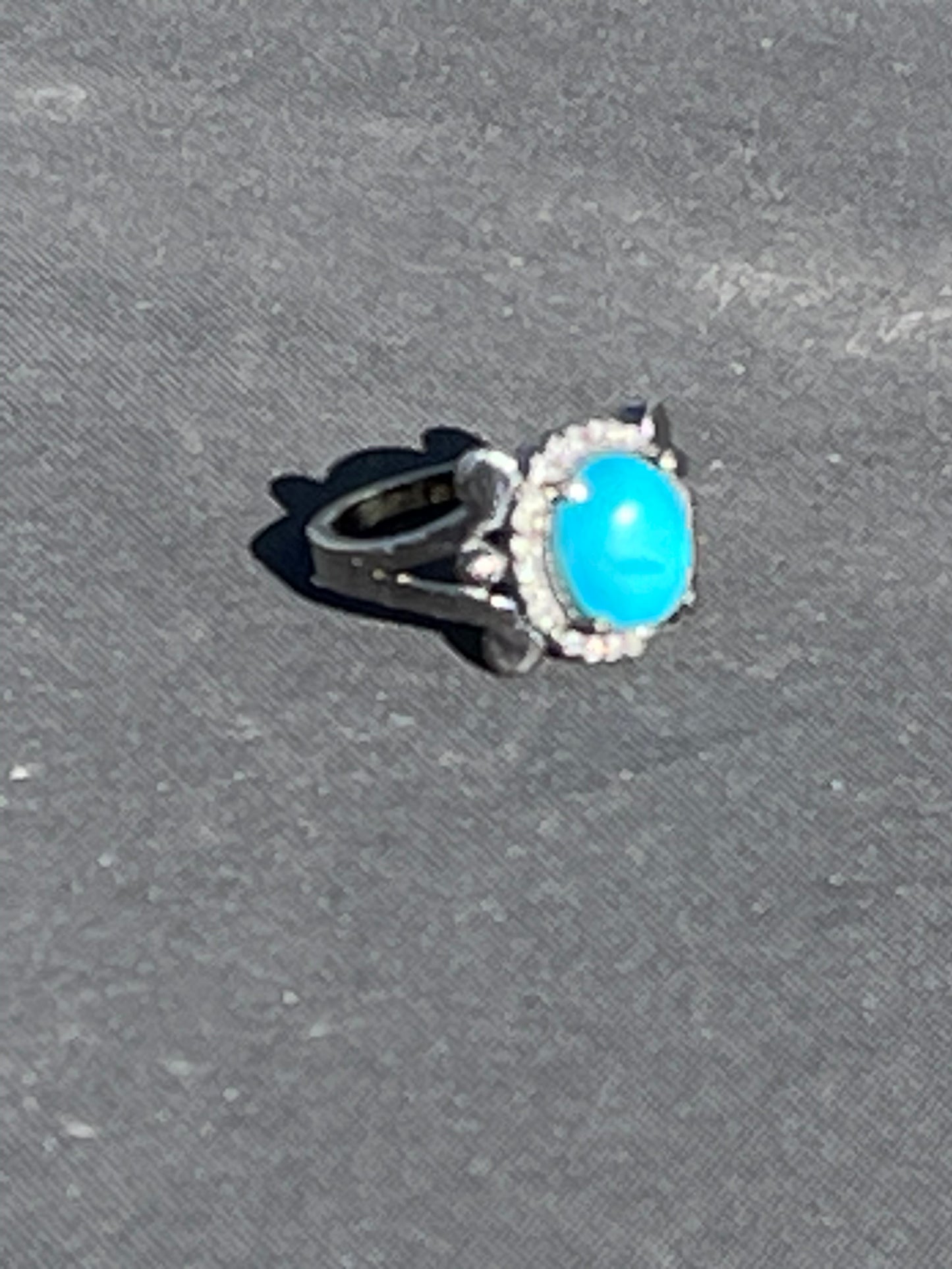 Genuine Sleeping Beauty Turquoise and Genuine Diamond Ring