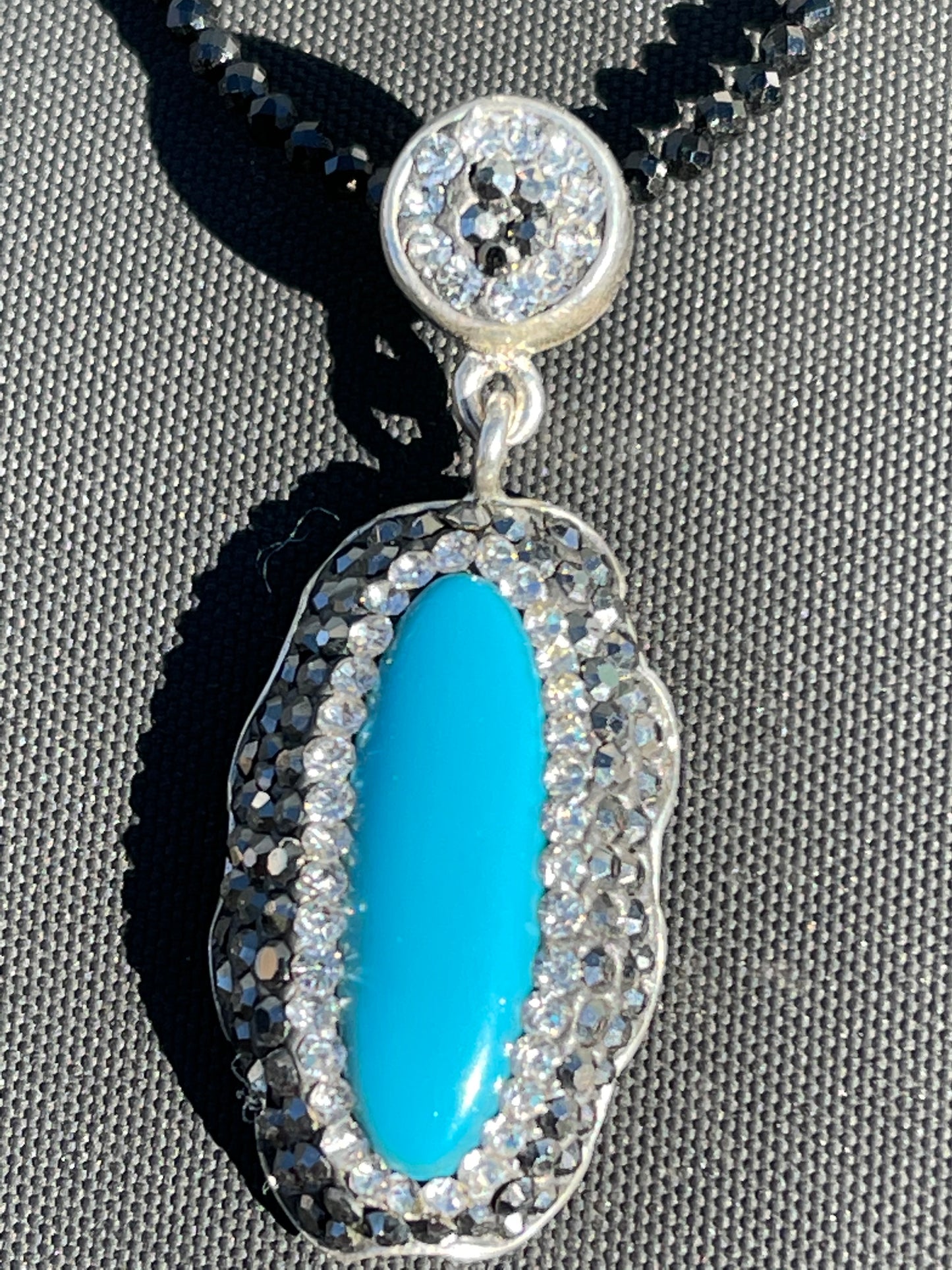 Sleeping Beauty Turquoise and Black Spinel necklace