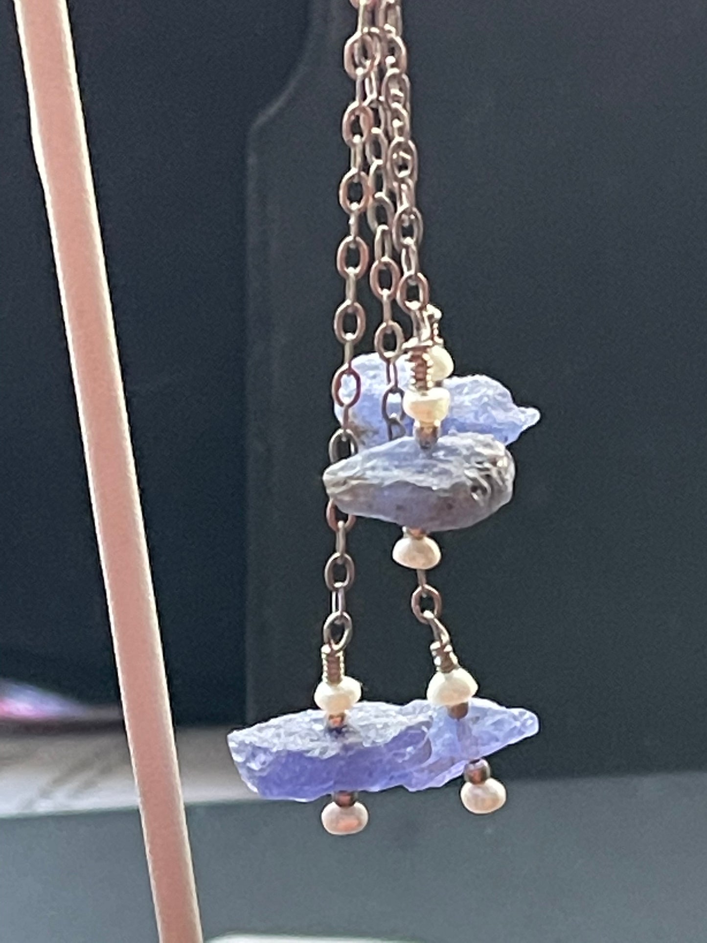Tanzanite and Pearl Earrings