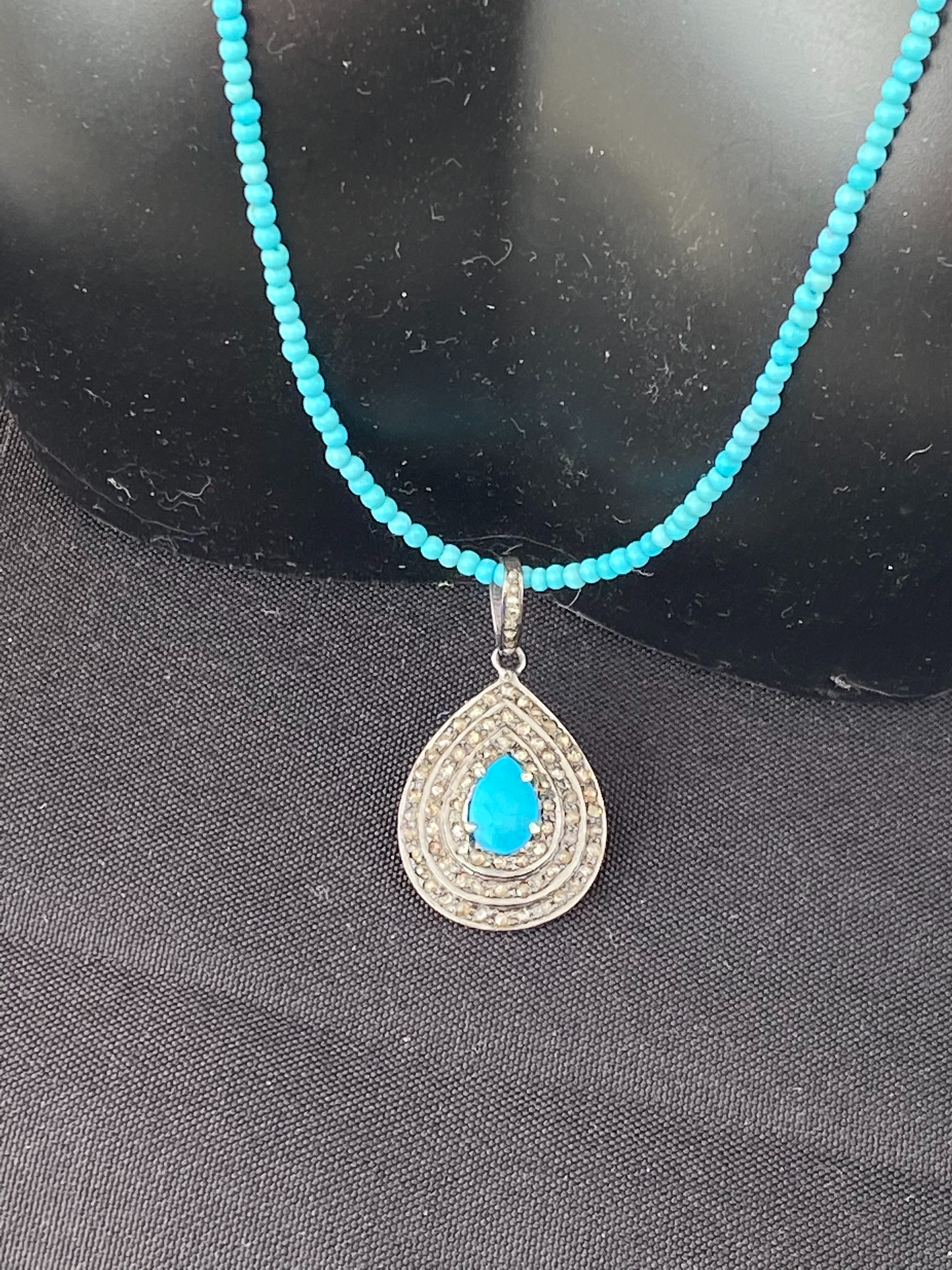 Sleeping Beauty Turquoise and Diamond Necklace