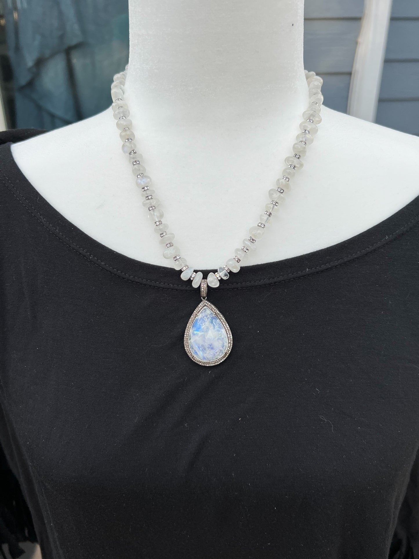 Moonstone and Diamond Necklace