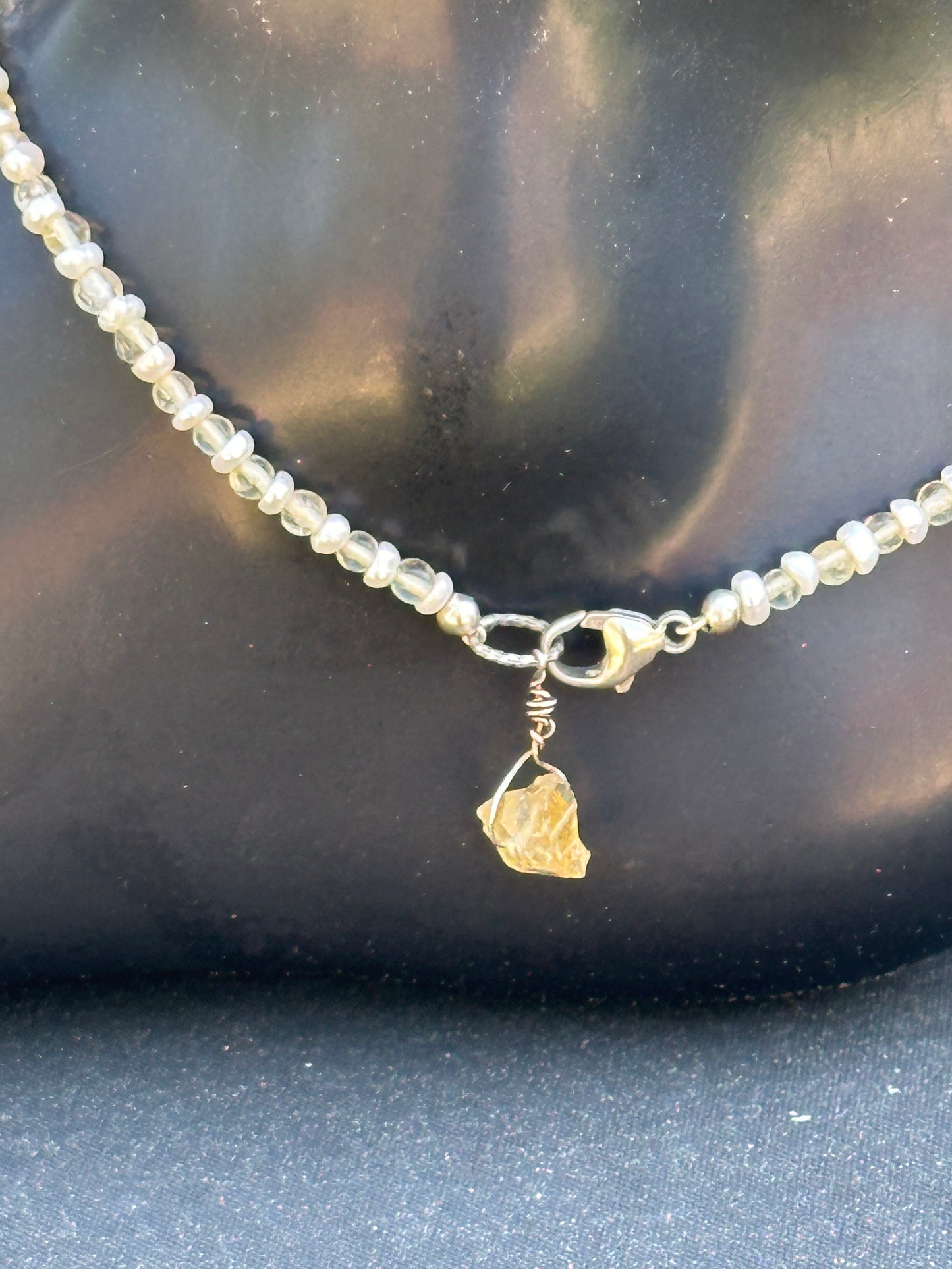 Citrine and Pearl Anklet