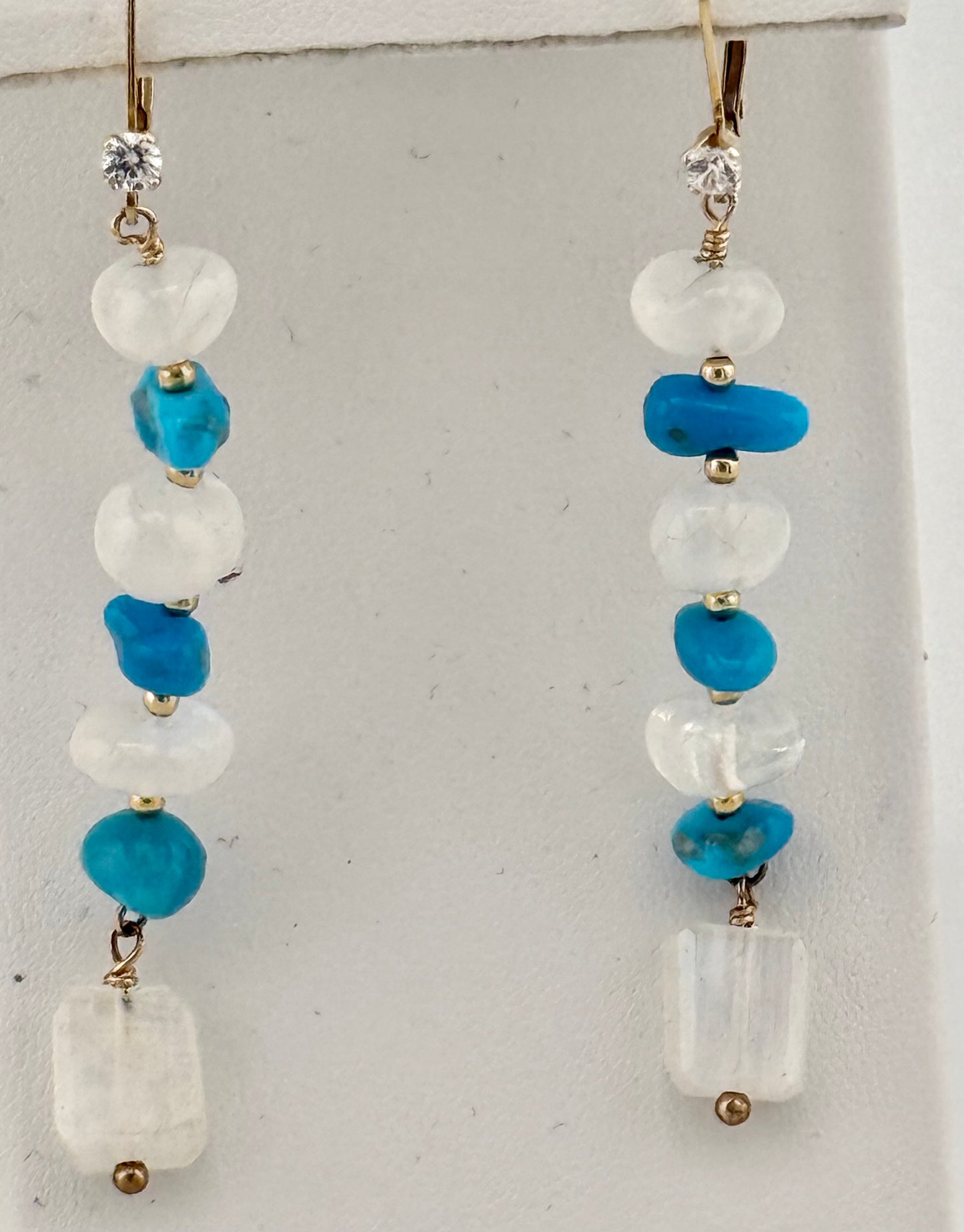 Sleeping beauty turquoise & moonstone earrings