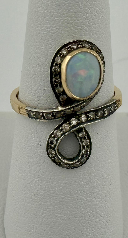 Opal Diamond 14Kt Ring