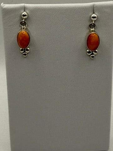 Spiny Oyster and Sterling Silver Earrings