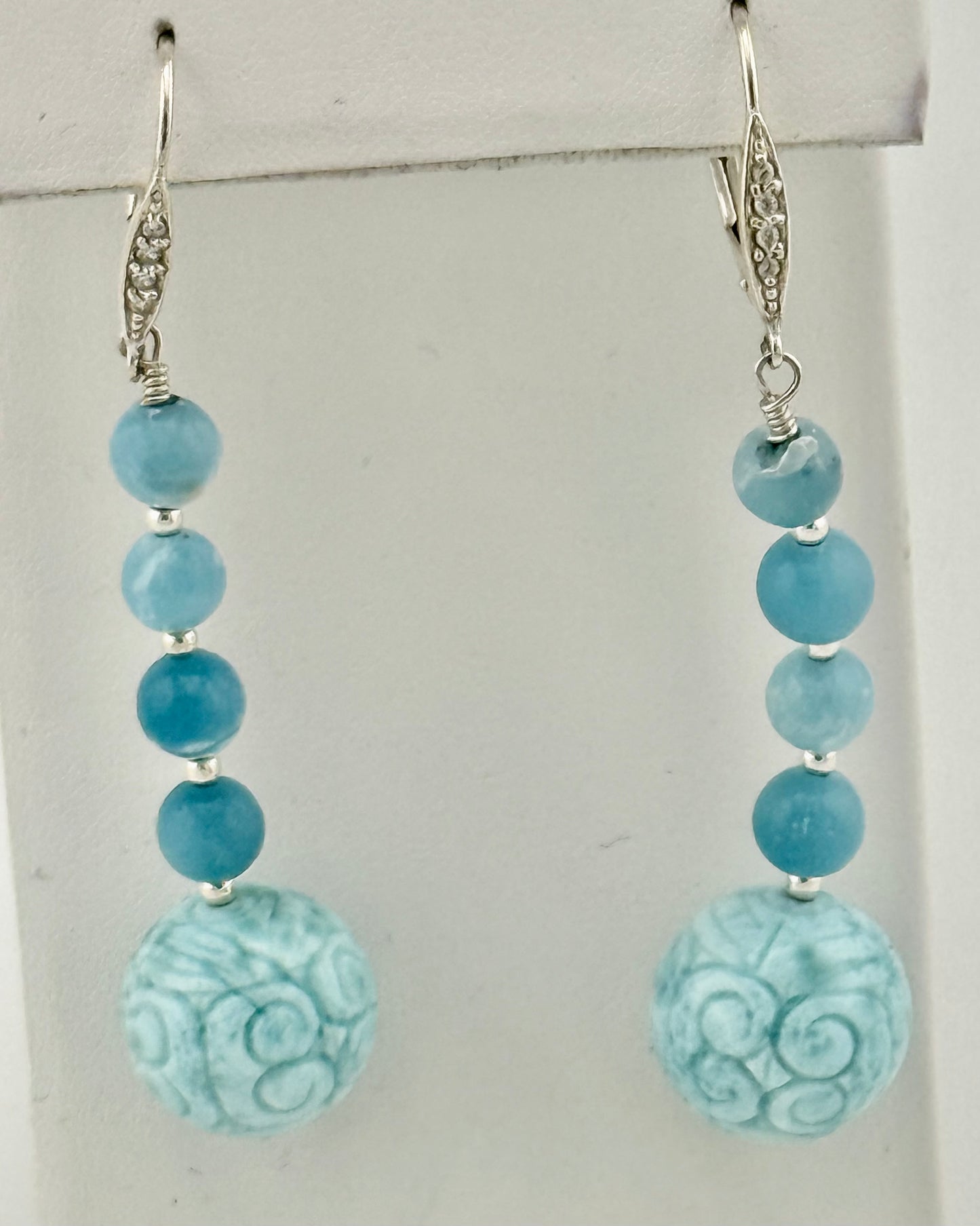 Larimar and Sterling Silver Earrings