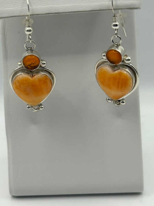 Spiny oyster and agate earrings