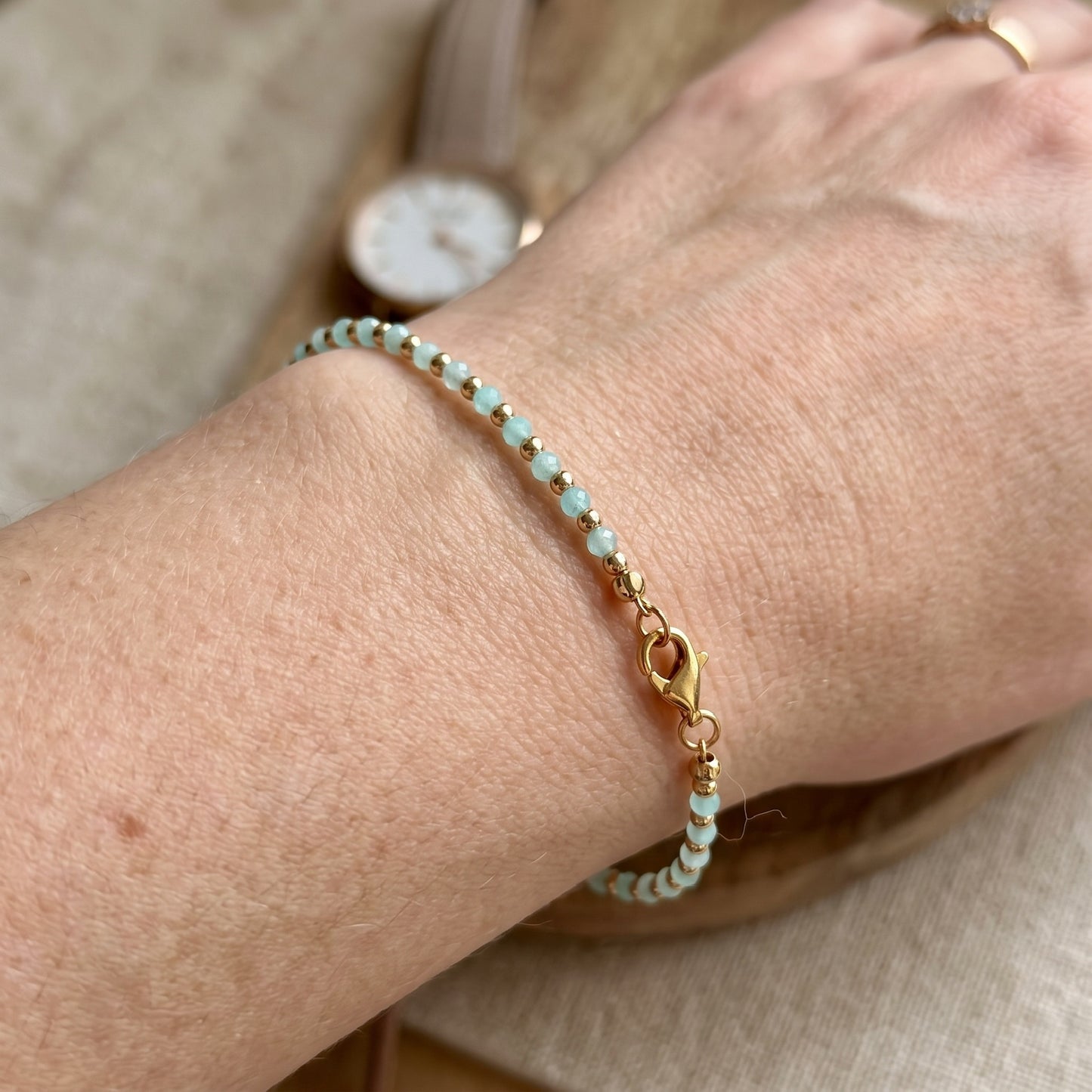 Amazonite and Gold Filled bracelet