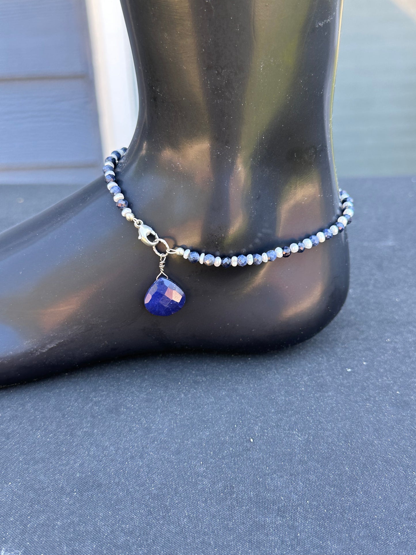 Sapphire and Pearl Anklet