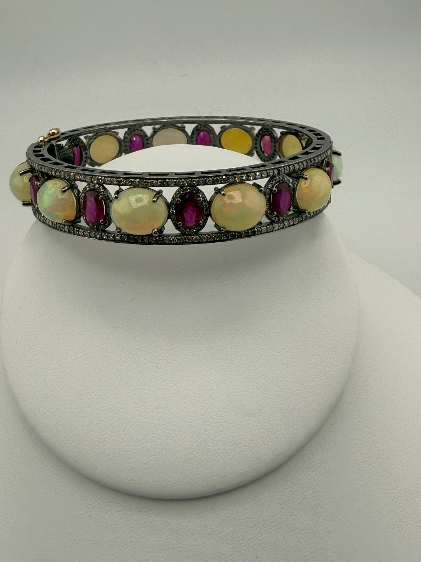 Opal Ruby Diamond Bangle Bracelet