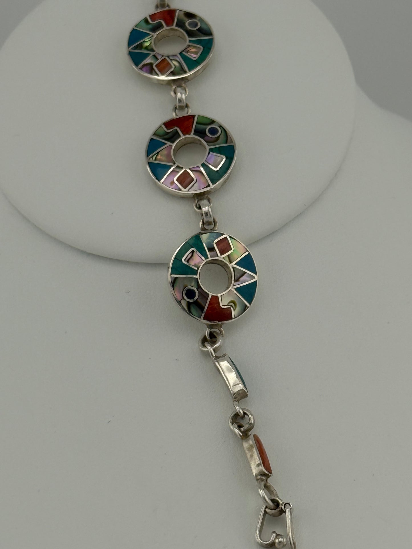 Multi Stone and Sterling Silver Bracelet