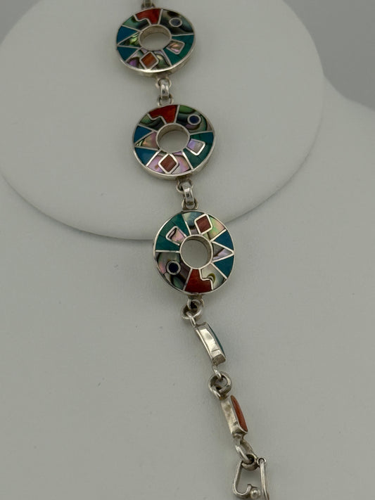 Multi Stone and Sterling Silver Bracelet
