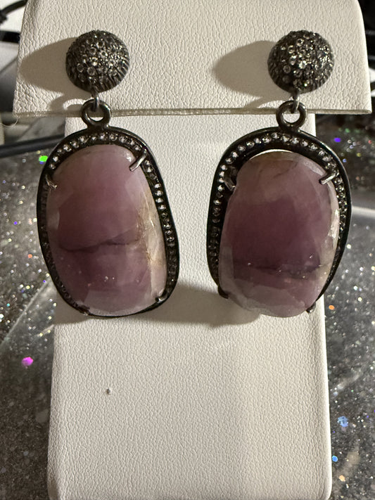 Pink Sapphire & Diamond Earrings