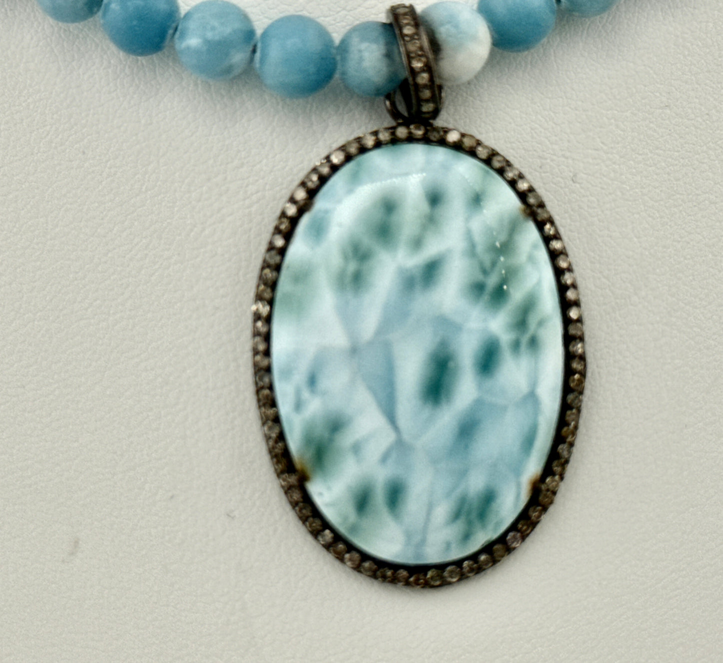 Larimar and diamond necklace