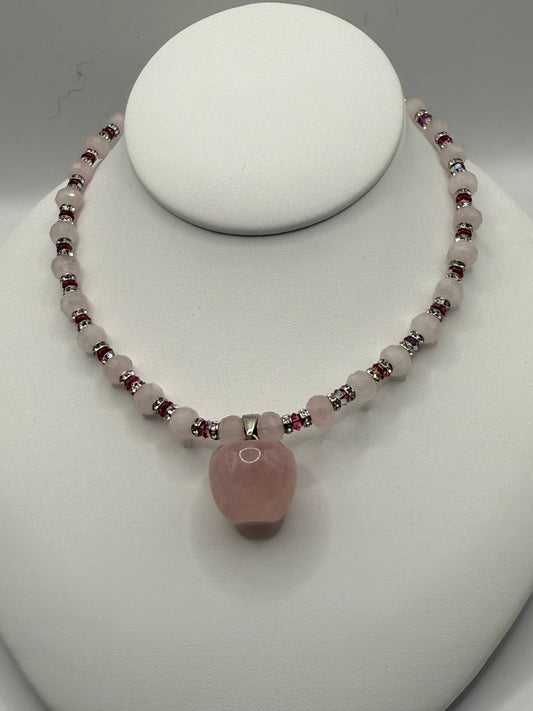Rose Quartz Apple Necklace