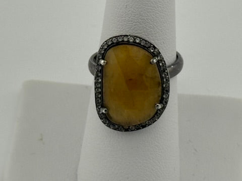 Yellow Sapphire and White Topaz Ring