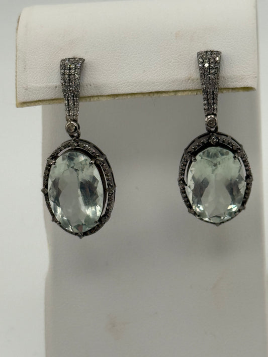 Aquamarine & Diamond Earrings