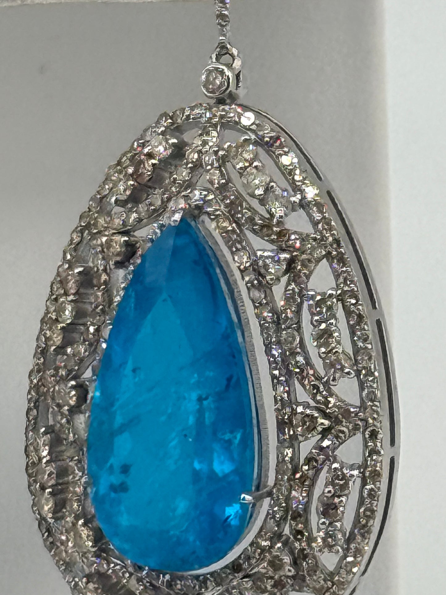 Blue Topaz & Diamond (5.9 cts) Earrings