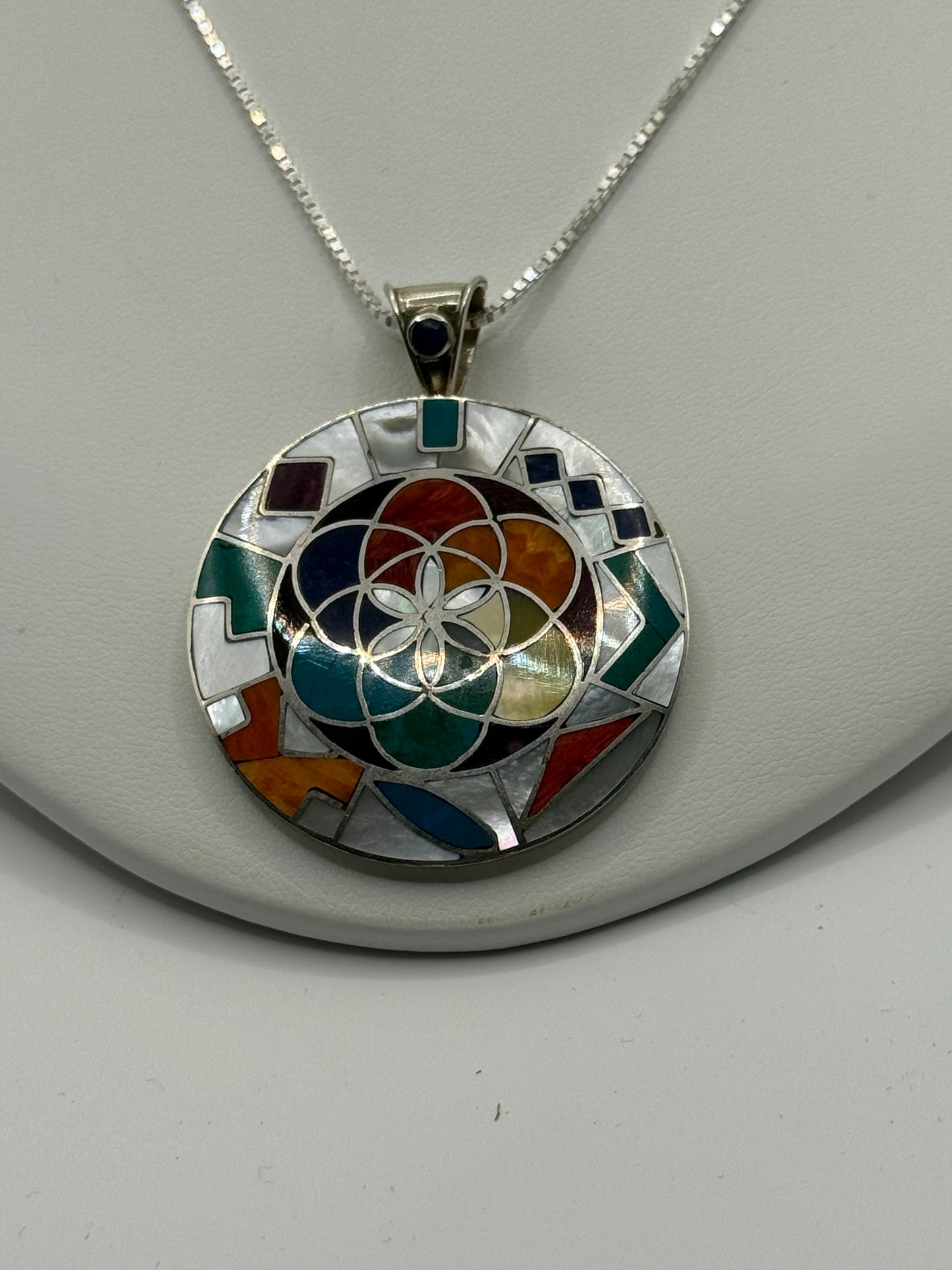 Mother of Pearl and Multiple Stone Round Necklace