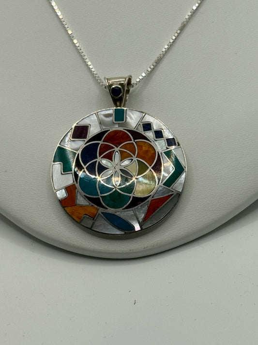 Mother of Pearl and Multiple Stone Round Necklace