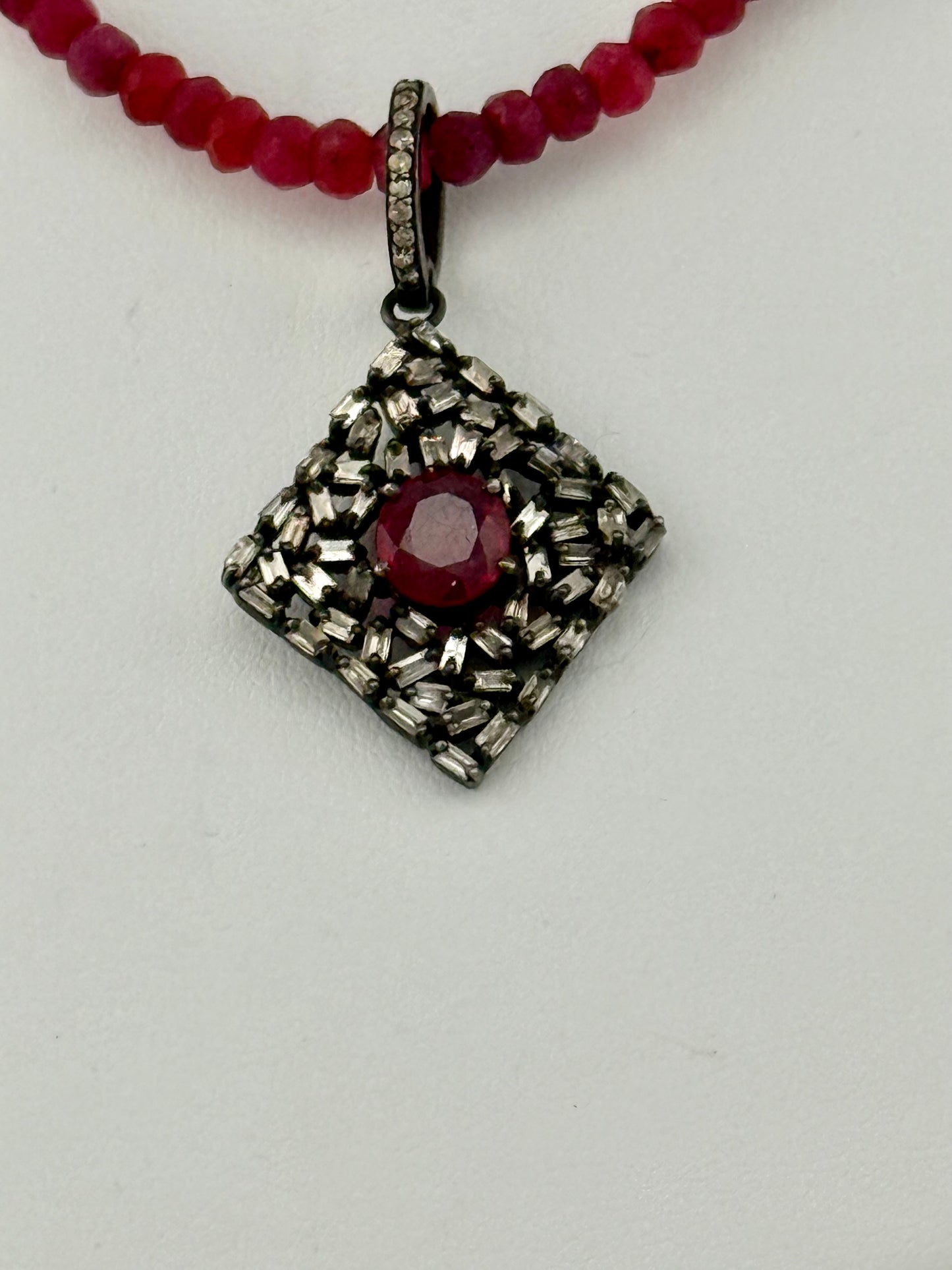 Ruby & Baguette Diamond Necklace
