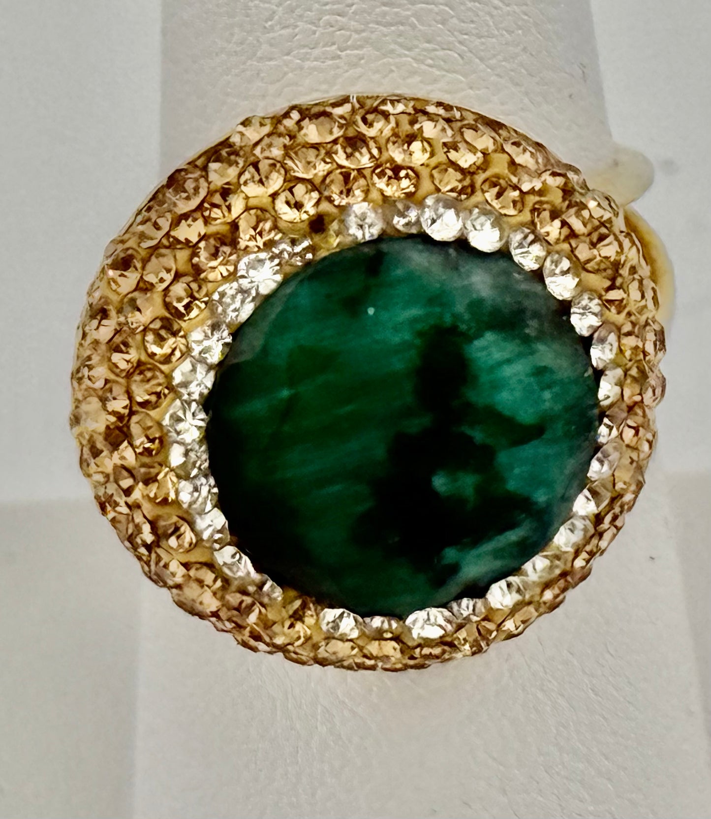 Emerald and Marcasite Adjustable Ring