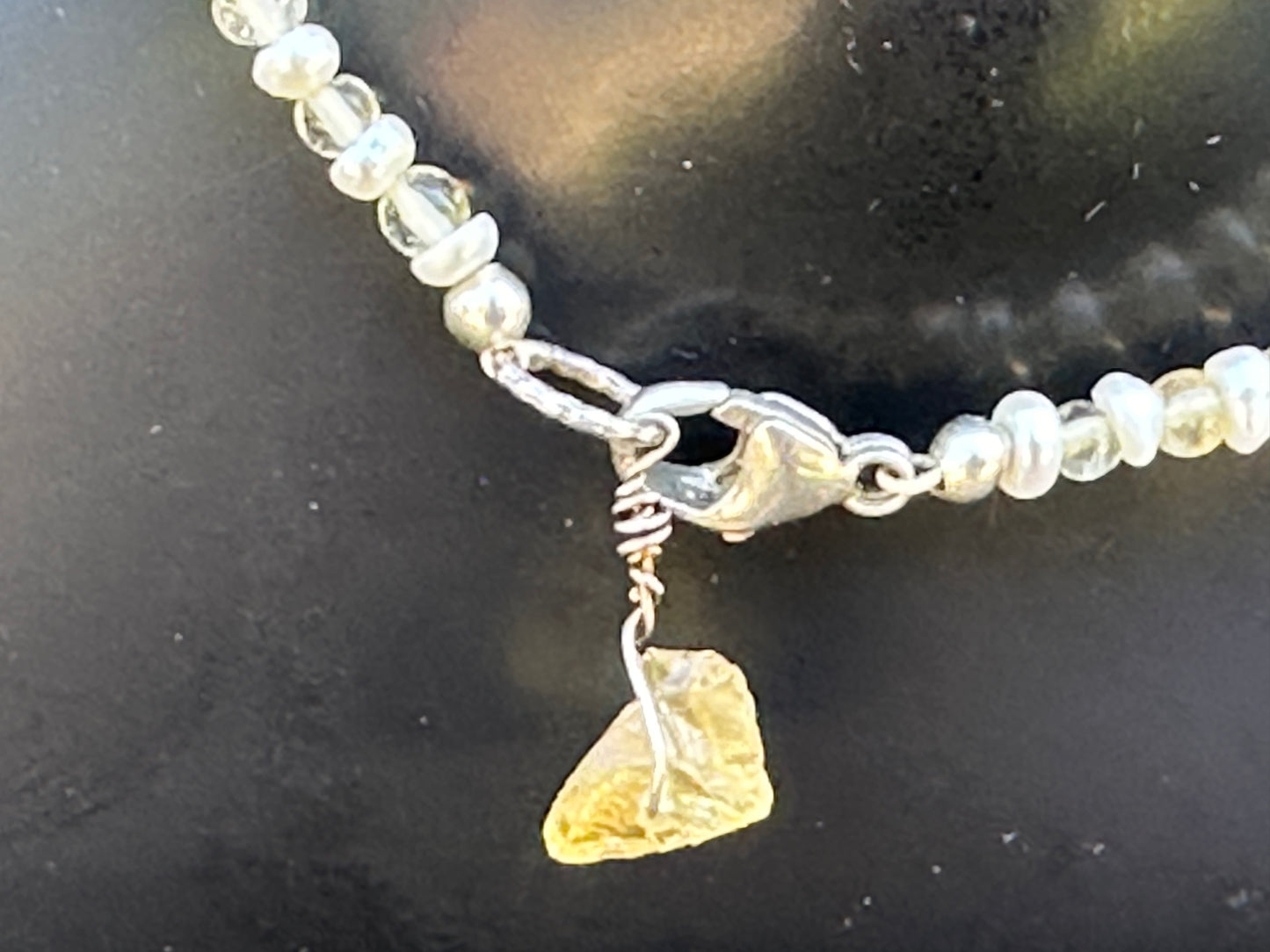 Citrine and Pearl Anklet