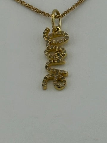 Love Diamond Script Necklace