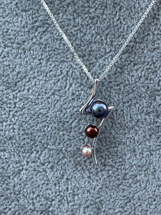 Triple Pearl Sterling Silver Necklace