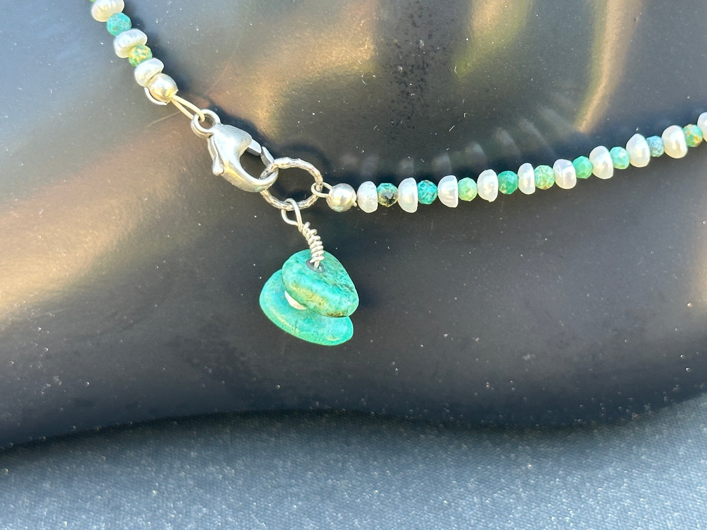 Turquoise and Freshwater Pearl Anklet