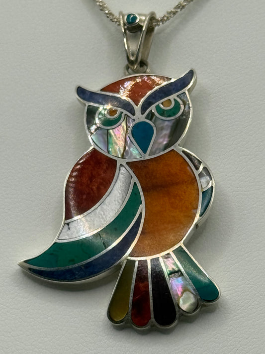 Multi-Stone Owl Necklace