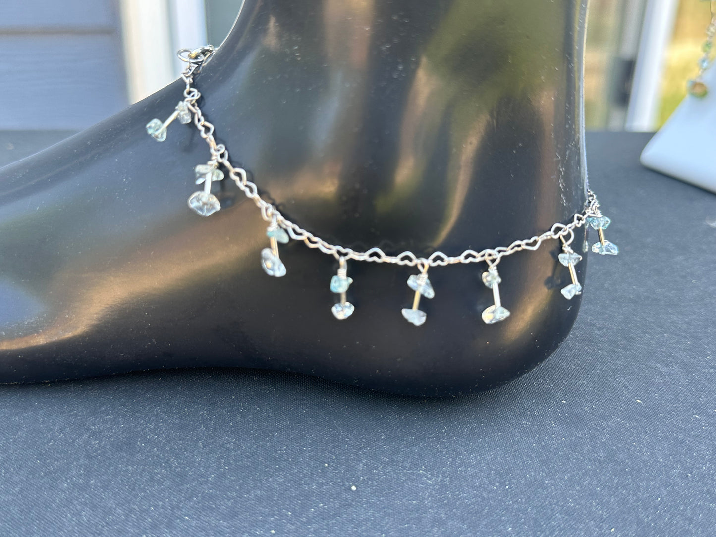 Blue Topaz and Sterling Silver Anklet