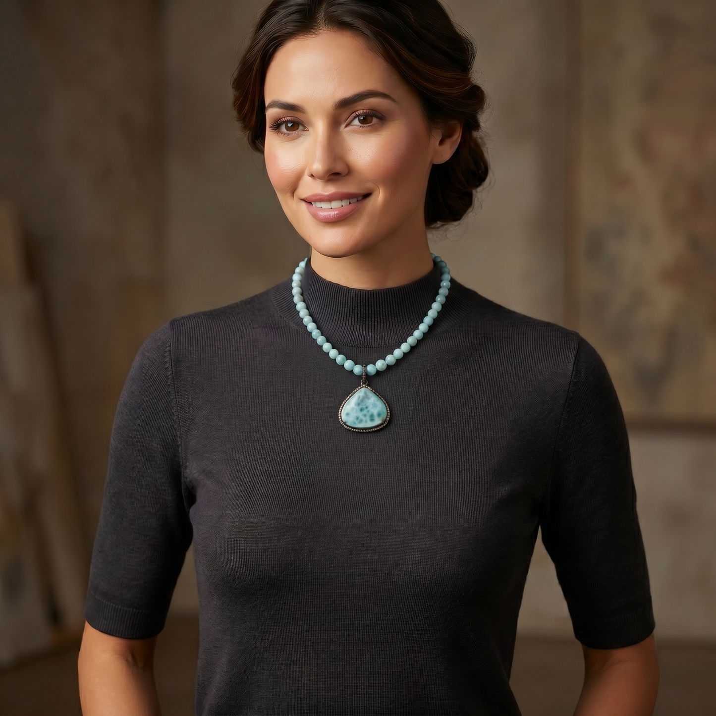 Larimar & Diamond Necklace
