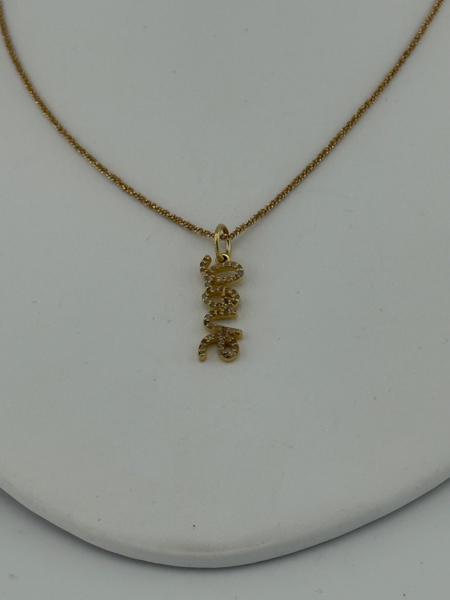 Love Diamond Script Necklace