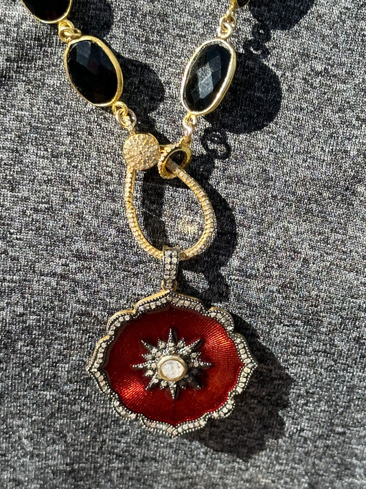 Diamond, Enamel and Black Onyx Necklace