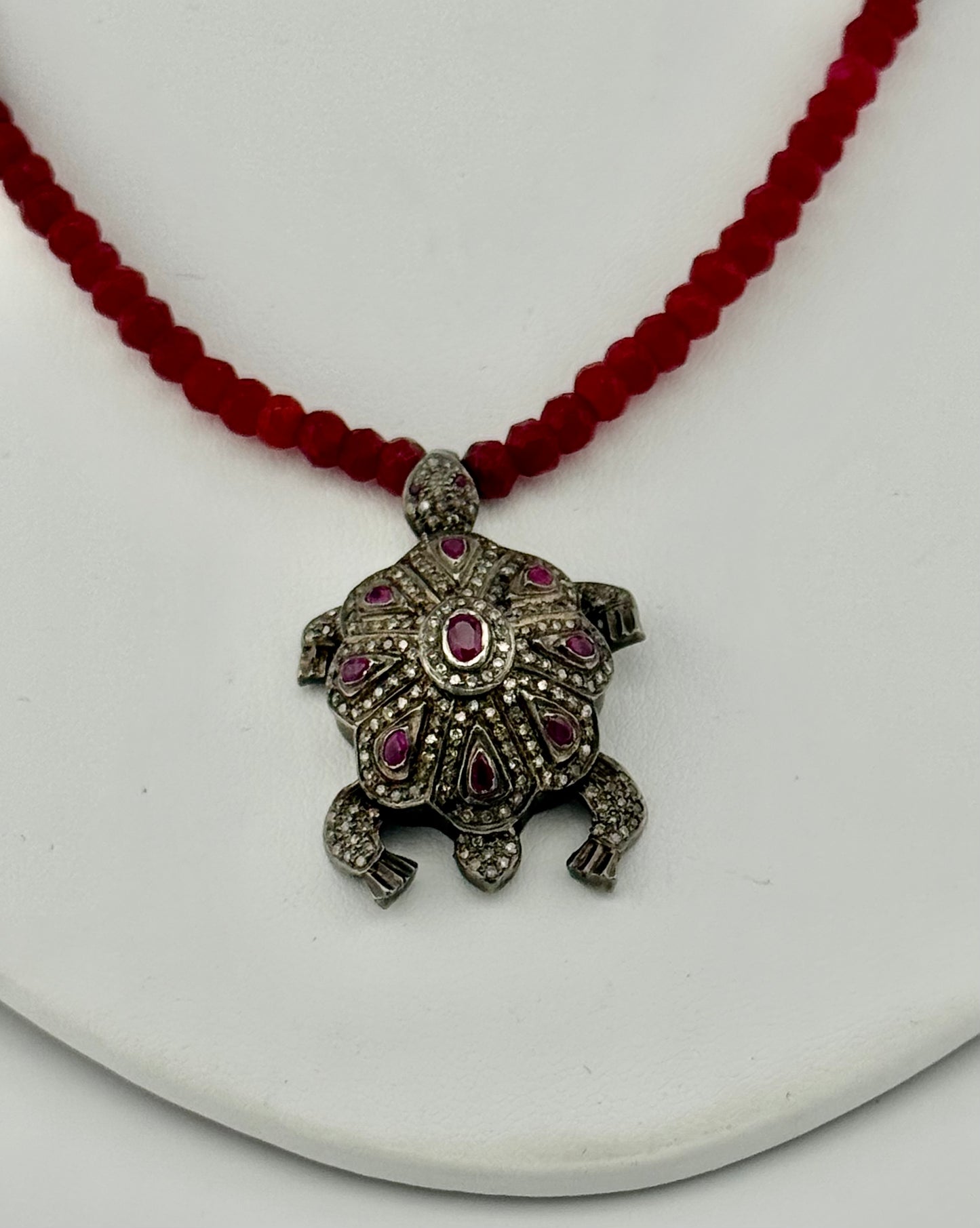 Diamond & Ruby Turtle Necklace