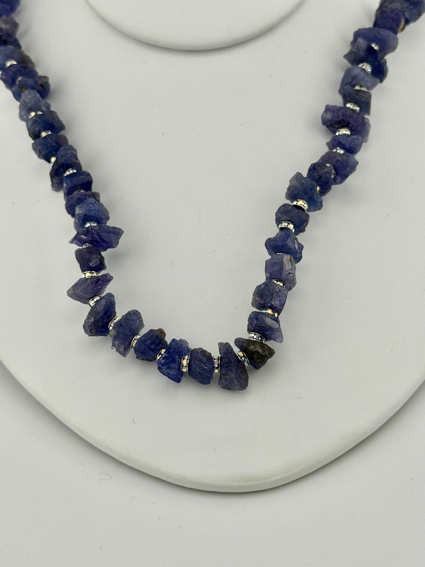 Raw Tanzanite & Swarovski Crystal Necklace