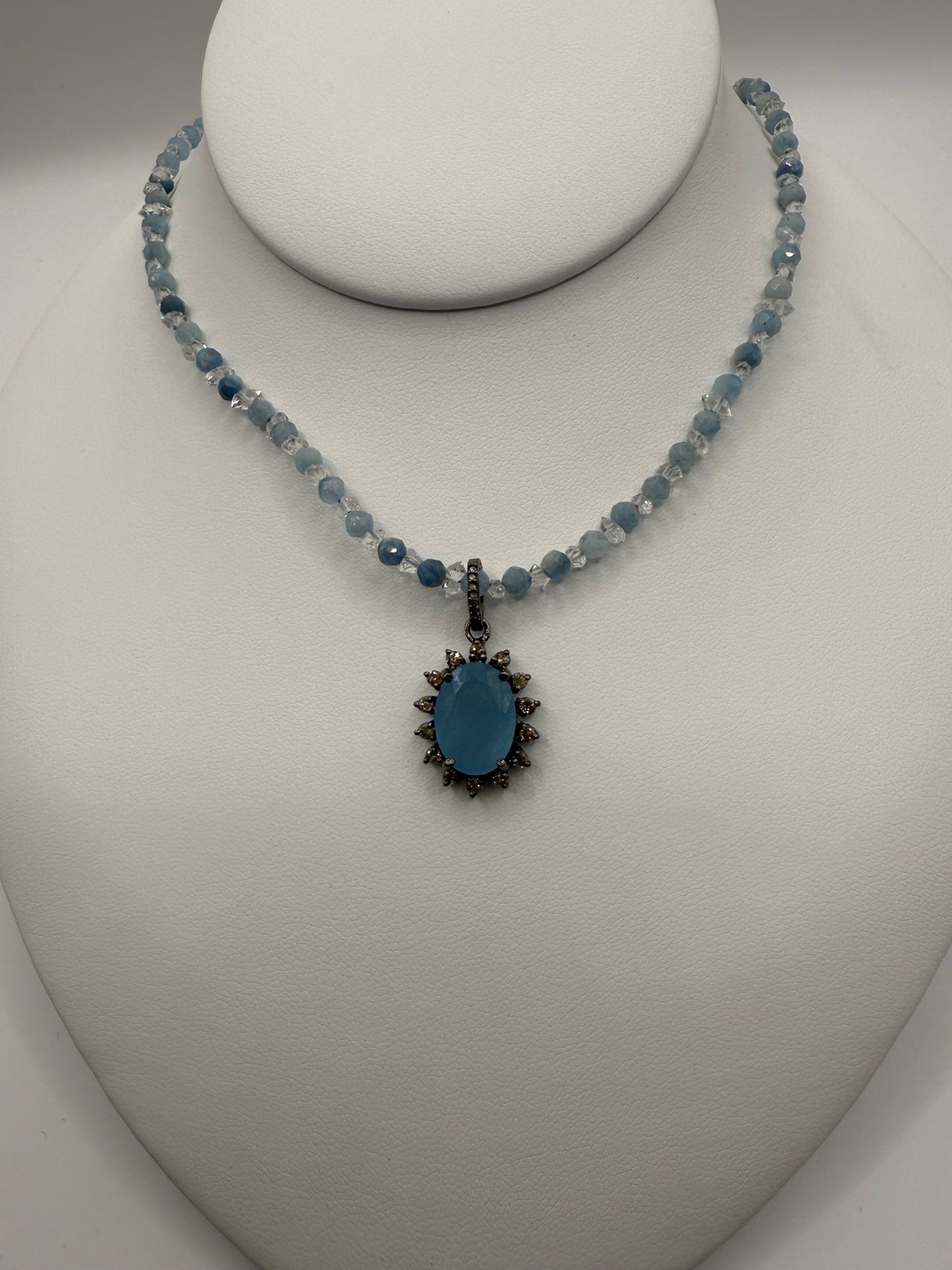 Aquamarine and Diamond Necklace