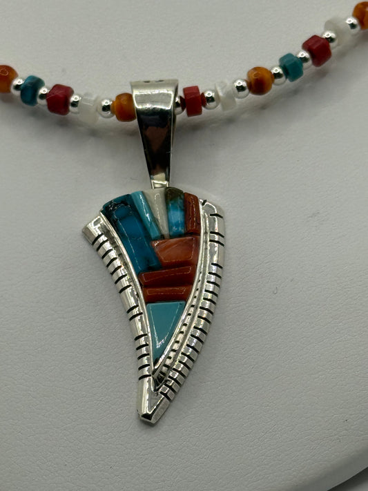 Turquoise, Spiny Oyster, MOP and Red Coral Necklace