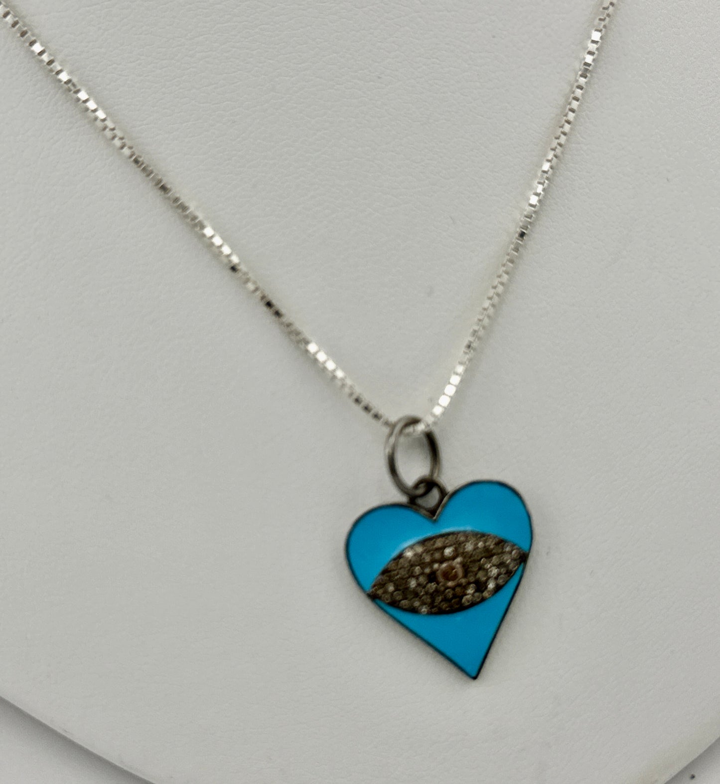 Blue Heart Diamond Necklace with Eye