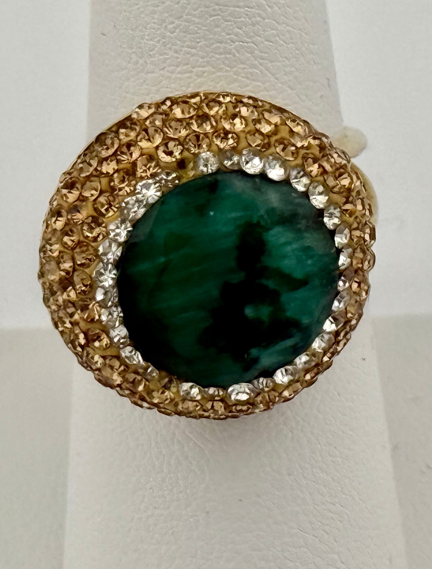 Emerald and Marcasite Adjustable Ring
